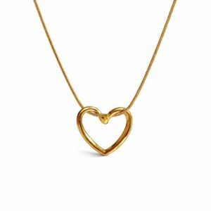 Simple Chains Hollow Heart Necklace Set For Women and Girls Stylish | Anti Tarnish Waterproof Stainless Steel Chain Pendant Necklaces Jewelry for Love | Gold Toned Jewellery Accessories for Woman & Girls | Birthday Gift for Wife & Girlfriend