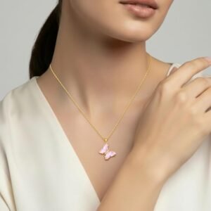 Nilu's Collection Rose Gold Plated Stylish Butterfly Jewellery Necklace Set for Women, Birthday Gift for girls and women Anniversary Gift for Wife