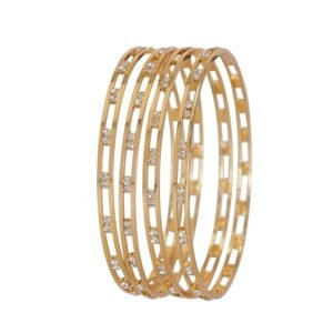 Brass American Diamond Micro Gold Plated Bangle Set of 4 | Elegant Traditional Bangles for Women & Girls (B-5025)